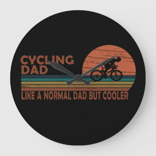 Lustiger Radfahrer-Vater wie ein normaler Vater, a Große Wanduhr