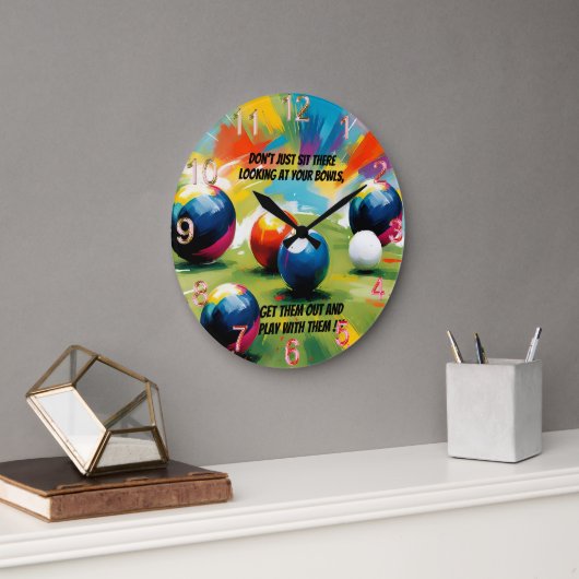 Lustiger Rasenbowling-Farbklecks, Große Wanduhr (Büro)