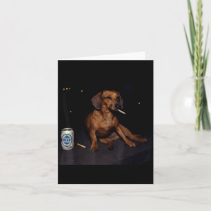 Lustiger rauchender Dachshund Zigarette Bier Gen Z Karte