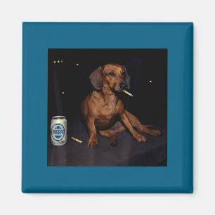 Lustiger rauchender Dachshund Zigarette Bier Gen Z Magnet