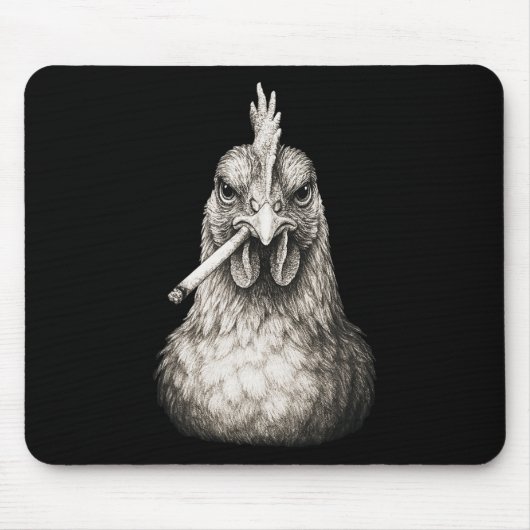 Lustiger rauchender Huhn-Zigarette Gen Z Meme Farm Mousepad (Vorne)