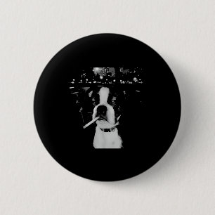 Lustiger rauchender Hund Meme Button