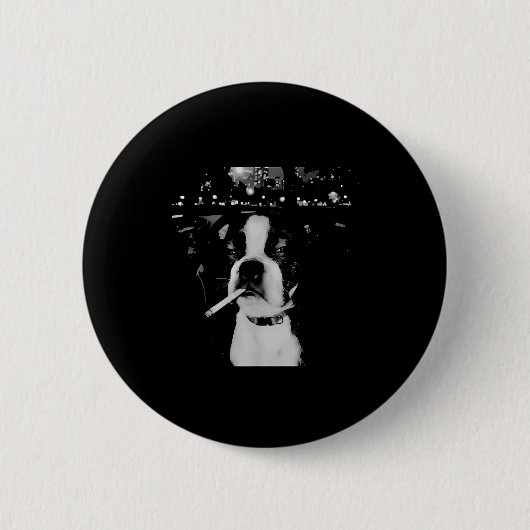 Lustiger rauchender Hund Meme Button (Vorderseite)