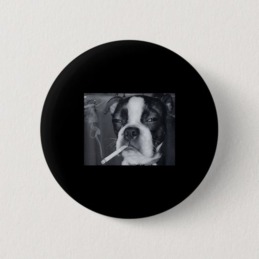 Lustiger rauchender Hund Meme Zigarette Gen Z Meme Button (Vorderseite)