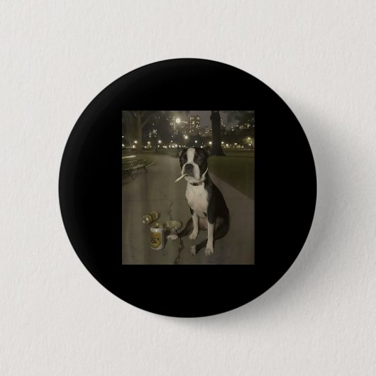 Lustiger rauchender Hund Meme Zigarette Gen Z Meme Button (Vorderseite)