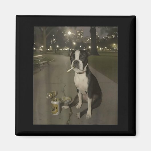 Lustiger rauchender Hund Meme Zigarette Gen Z Meme Magnet (Vorne)
