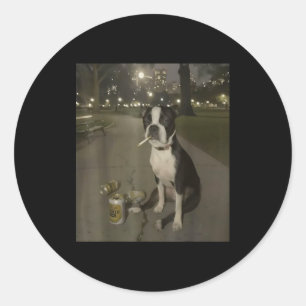 Lustiger rauchender Hund Meme Zigarette Gen Z Meme Runder Aufkleber