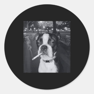 Lustiger rauchender Hund Meme Zigarette Gen Z Meme Runder Aufkleber