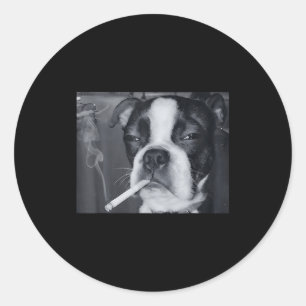 Lustiger rauchender Hund Meme Zigarette Gen Z Meme Runder Aufkleber