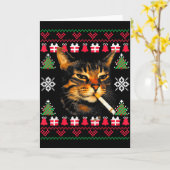 Lustiger rauchender Katzen-Meme-hässlicher Weihnac Karte (Gelbe Blume)