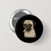 Lustiger rauchender Mops-Hund raucht Zigarette Gen Button (Vorne & Hinten)
