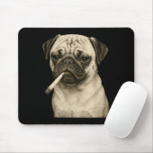 Lustiger rauchender Mops-Hund raucht Zigarette Gen Mousepad (Mit Mouse)