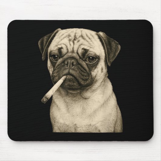 Lustiger rauchender Mops-Hund raucht Zigarette Gen Mousepad (Vorne)