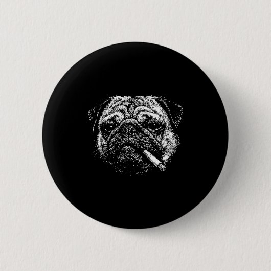 Lustiger rauchender Mops Zigaretten-Meme rauchiger Button (Vorderseite)