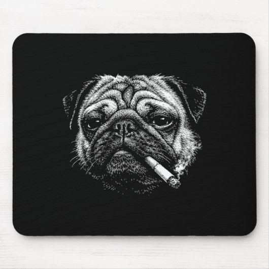 Lustiger rauchender Mops Zigaretten-Meme rauchiger Mousepad (Vorne)
