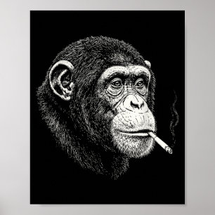Lustiger rauchender Schimpanse _ y2k Affe Meme vin Poster