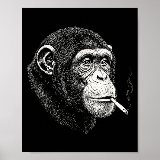 Lustiger rauchender Schimpanse _ y2k Affe Meme vin Poster (Vorne)