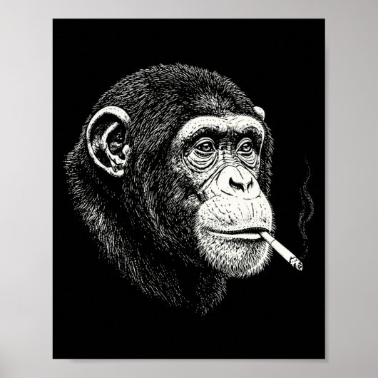 Lustiger rauchender Schimpanse _ y2k Affe Meme vin Poster (Vorne)