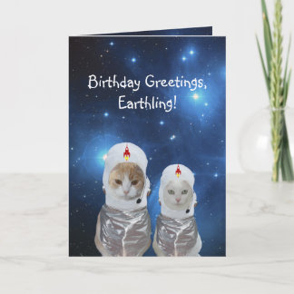 Lustiger Raum-Katzen-Geburtstag Karte