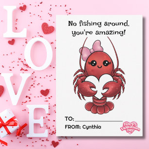 Lustiger Red Lobster & Herz Kinder Valentinstag Feiertagskarte
