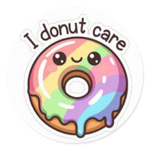 Lustiger Regenbogen-Donut-Aufkleber "Ist mir egal"