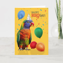 Lustiger Regenbogen-Lori-Papageien-Geburtstag Karte