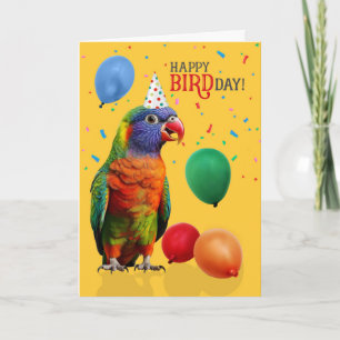 Lustiger Regenbogen-Lori-Papageien-Geburtstag Karte