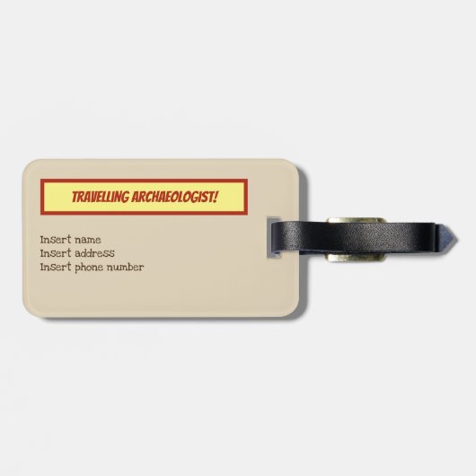 Lustiger reisender Archäologe Gepäckanhänger (Rückseite horizontal)