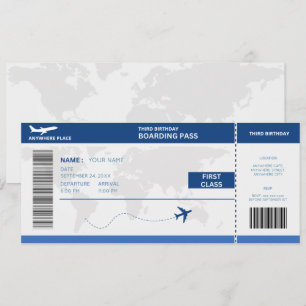Lustiger Reisepass, Bordkarte Ticket 3. Geburtstag Einladung