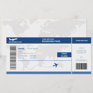 Lustiger Reisepass, Bordkarte Ticket 3. Geburtstag Einladung