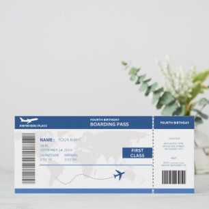 Lustiger Reisepass, Bordkarte Ticket 4. Geburtstag Einladung