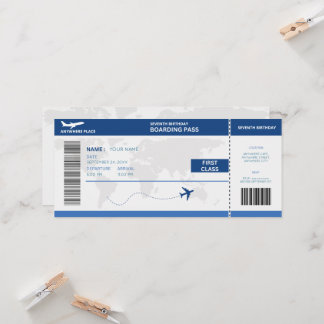 Lustiger Reisepass, Bordkarte Ticket 7. Geburtstag Einladung