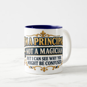 Lustiger Rektor-Tasse, Kein Zauberer, nur verwirrt Zweifarbige Tasse