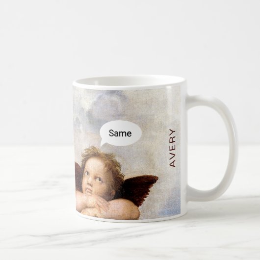 Lustiger Renaissance-Engel-Becher – Personalisiert Kaffeetasse (Rechts)