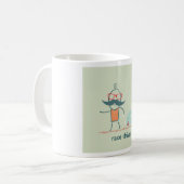 Lustiger Rennfahrer-Schnurrbart-Charakter Kaffeetasse (Vorderseite Links)