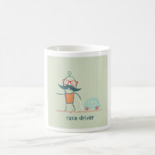 Lustiger Rennfahrer-Schnurrbart-Charakter Kaffeetasse (Mittel)