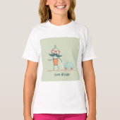 Lustiger Rennfahrer-Schnurrbart-Charakter T-Shirt (Vorderseite)