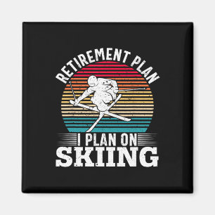 Lustiger Rentenplan Skifahren Rentner Skimann Frau Magnet