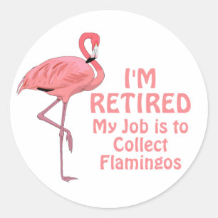 Lustiger Rentner Flamingo Sammler Runder Aufkleber