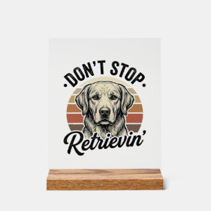 Lustiger Retriever Hund Vintage Gravur Grafik T-Sh Acrylschild