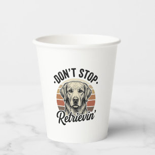 Lustiger Retriever Hund Vintage Gravur Grafik T-Sh Pappbecher