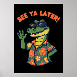 Lustiger Retro-Alligator Bis später Poster
