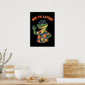 Lustiger Retro-Alligator Bis später Poster (Küche)