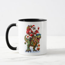 Lustiger Retro-Dinosaurier-Santa-auf-T-Rex-Weihnac