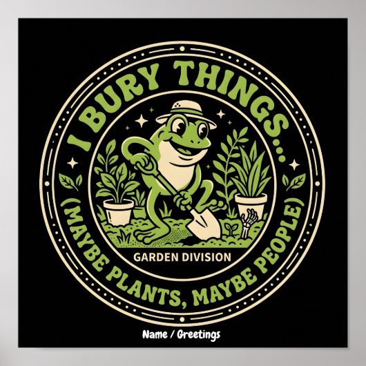 Lustiger Retro-Frosch-Abzeichen I Begrabe Dinge Ga Poster (Vorne)