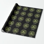Lustiger Retro-Frosch-Abzeichen I Vergrabe Dinge G Geschenkpapier (Ungerollt)