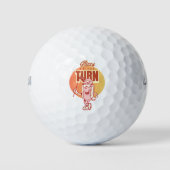 Lustiger Retro-Golf-Hotdog-Maskottchen Glizzy an d Golfball (Vorderseite)