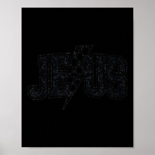Lustiger Retro-Groovy-Karierter Jesus-Blitz Poster (Vorne)