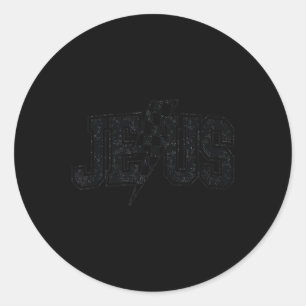 Lustiger Retro-Groovy-Karischeck-Jesus-Blitz Runder Aufkleber