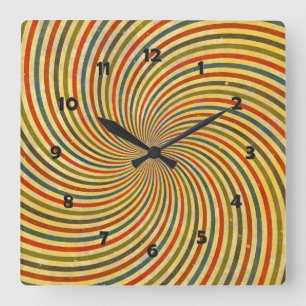 Lustiger Retro-Grunge-Wirbel + deine Idee Quadratische Wanduhr